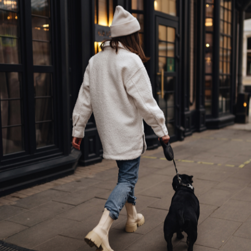 犬の散歩をする女性